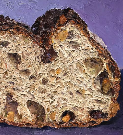 Detail View of Hazelnut Fig Bread, original artwork by Mike Geno