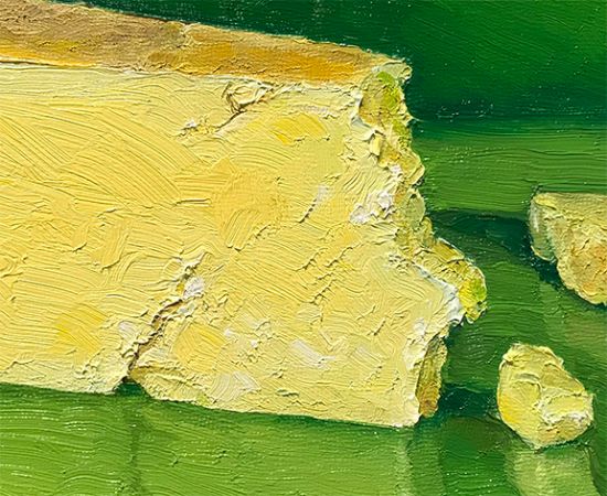 Detail View of Quicke's Cheddar, original artwork by Mike Geno