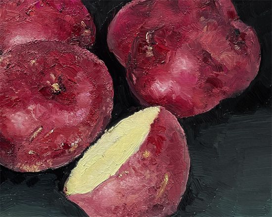 Detail View of Lady Rosetta, Red Potatoes, original artwork by Mike Geno