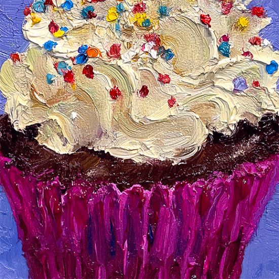 Detail View of Chocolate Cupcake, original artwork by Mike Geno