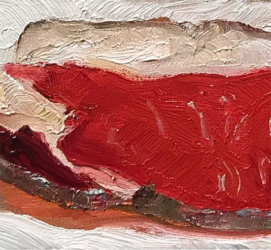 Detail View of Pomegranate Lonza, original artwork by Mike Geno