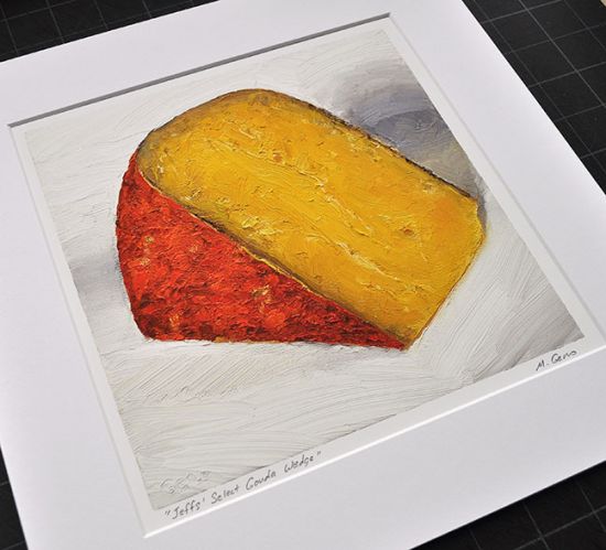 Image 2 of Matted print of Jeffs' Select Gouda Wedge, original artwork by Mike Geno