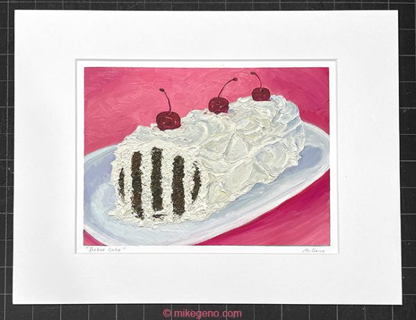 matted print of Icebox Cake, original artwork by Mike Geno
