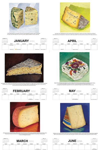 Image 3 of 2024 Cheese Portrait Calendar, original artwork by Mike Geno
