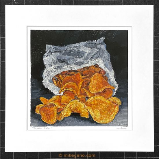 matted print of Potato Chips, original artwork by Mike Geno
