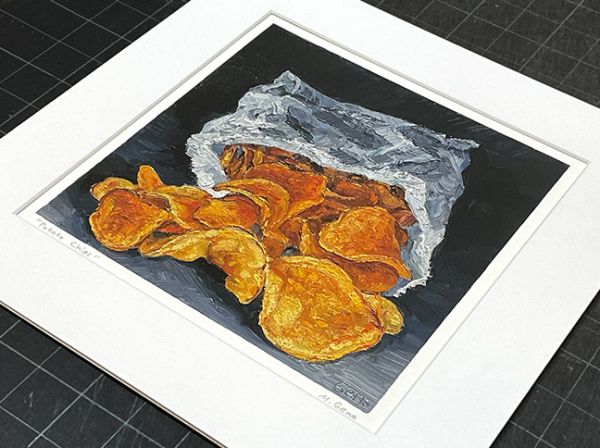 Image 2 of matted print of Potato Chips, original artwork by Mike Geno
