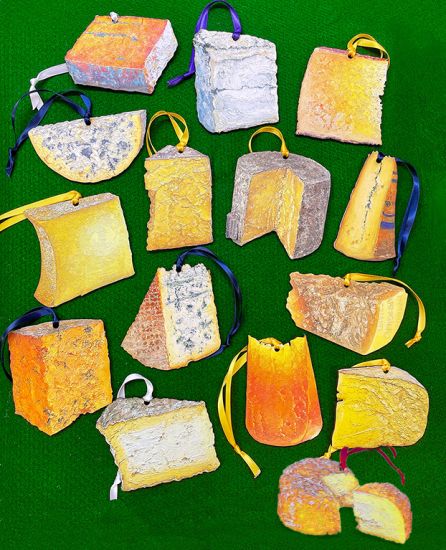 Image 2 of Shropshire Wedge cheese portrait ornament, original artwork by Mike Geno